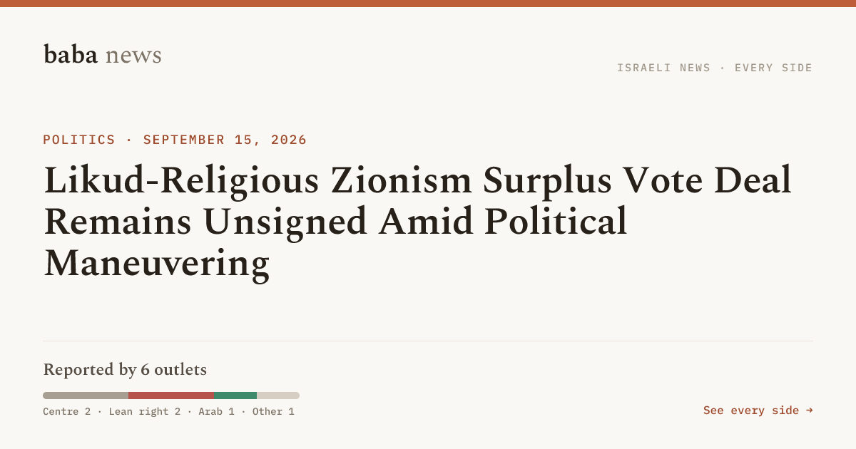 Likud-Religious Zionism Surplus Vote Deal Remains Unsigned Amid ...