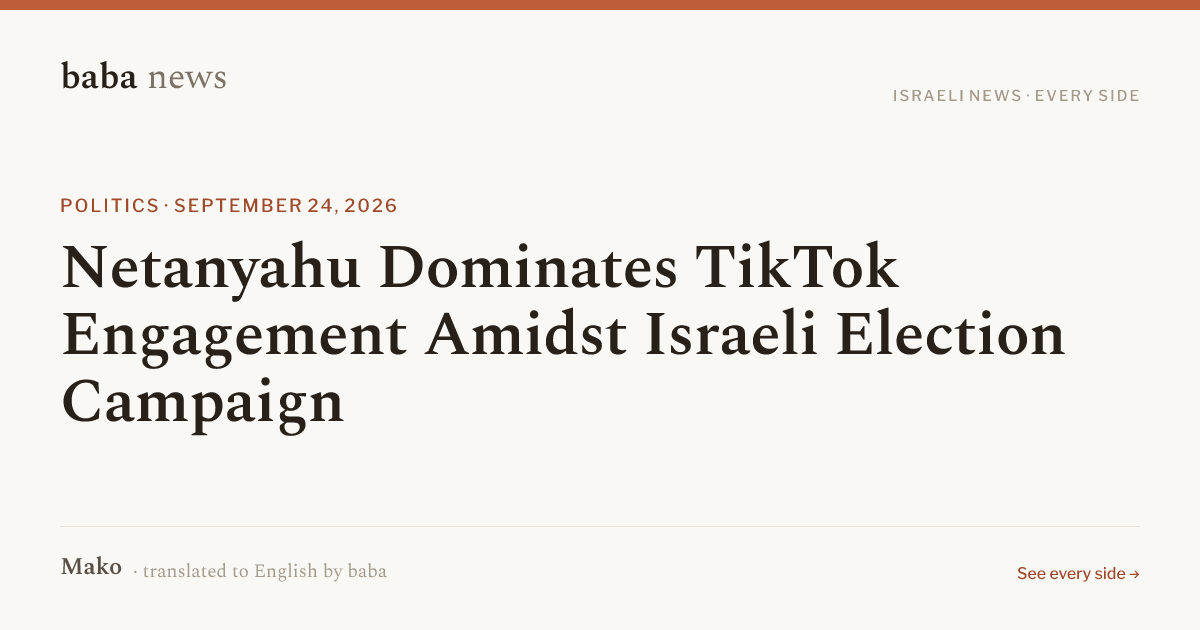 Netanyahu Dominates TikTok Engagement Amidst Israeli Election Campaign ...