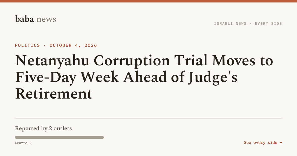 Netanyahu Corruption Trial Moves to Five-Day Week Ahead of Judge's ...