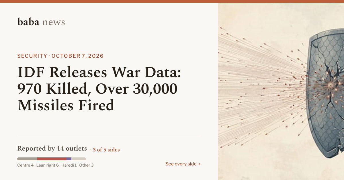 IDF Releases War Data: 970 Killed, Over 30,000 Missiles Fired · baba News