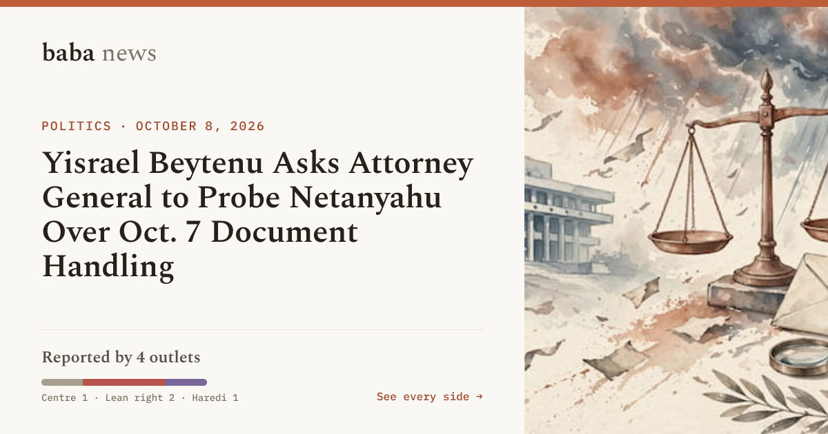 Yisrael Beytenu Asks Attorney General to Probe Netanyahu Over Oct. 7 ...
