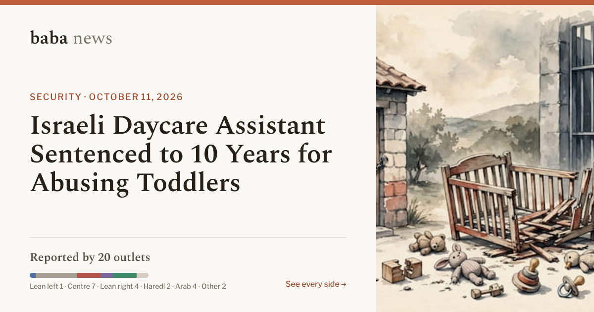 Israeli Daycare Assistant Sentenced to 10 Years for…