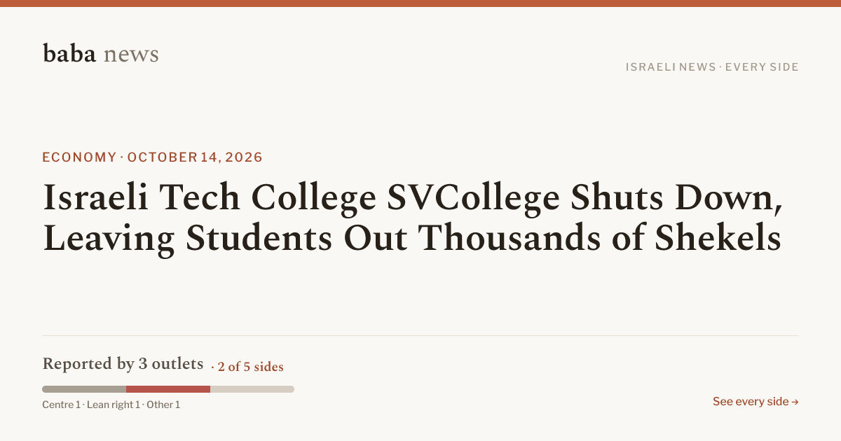 Israeli Tech College SVCollege Shuts Down, Leaving Students Out ...