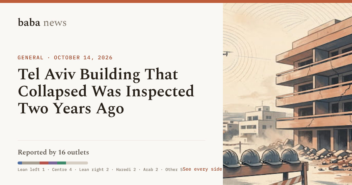 Tel Aviv Building That Collapsed Was Inspected Two Years Ago · baba News