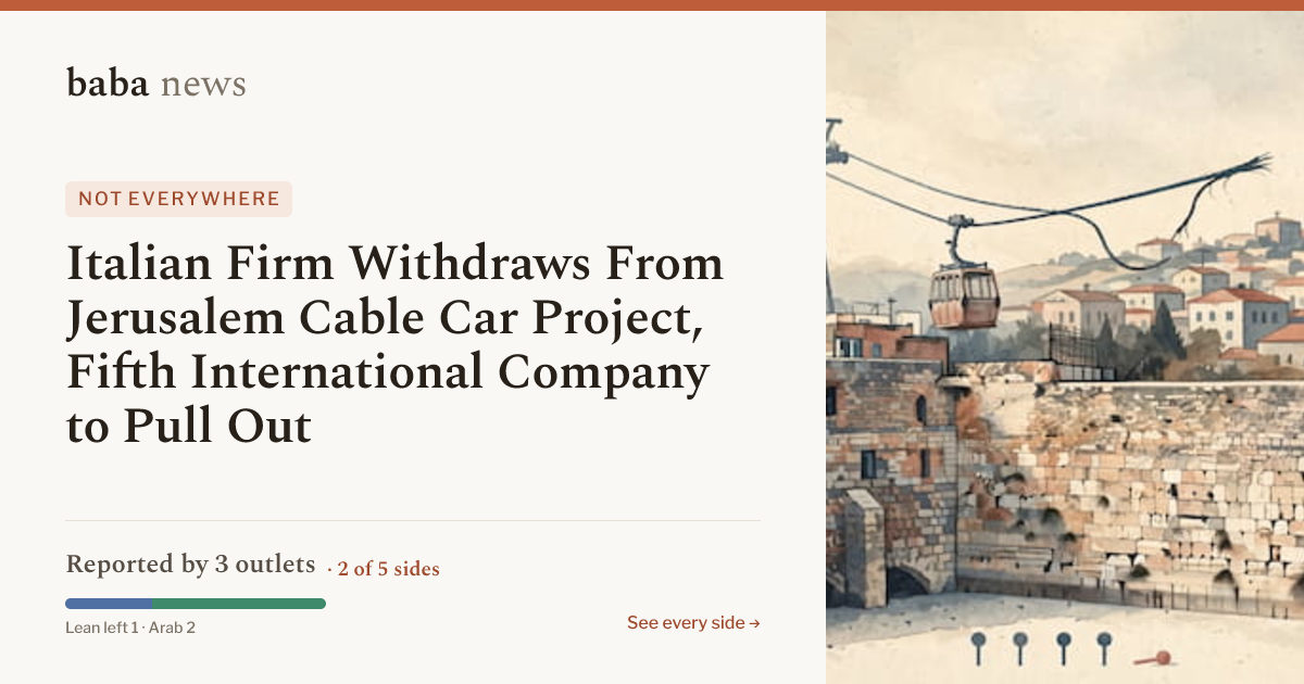 Italian Firm Withdraws From Jerusalem Cable Car Project…