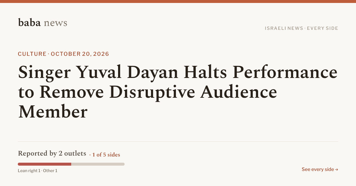 Singer Yuval Dayan Halts Performance to Remove Disruptive Audience ...