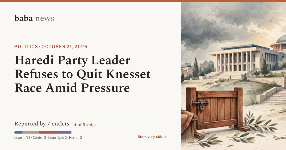 Haredi Party Leader Refuses to Quit Knesset Race Amid…