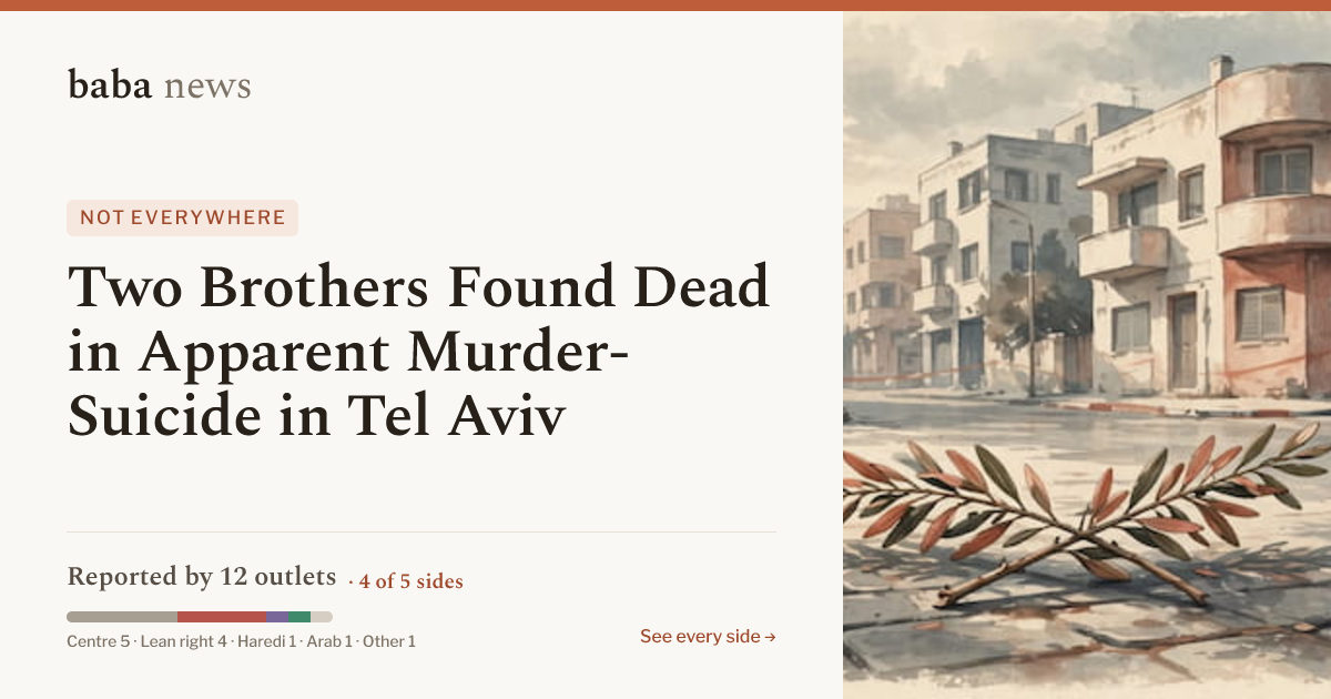 Two Brothers Found Dead in Apparent Murder-Suicide in Tel Aviv · baba News