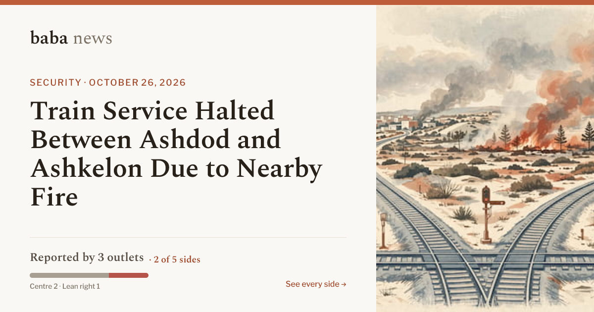 Train Service Halted Between Ashdod and Ashkelon Due to…