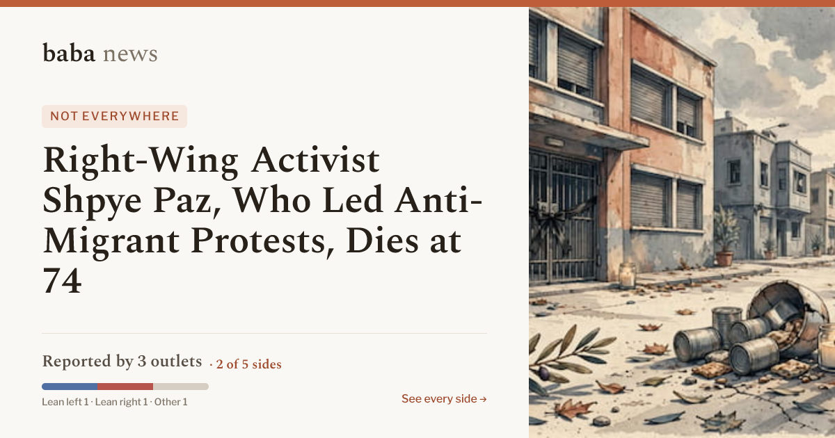 Right-Wing Activist Shpye Paz, Who Led Anti-Migrant Protests, Dies at ...