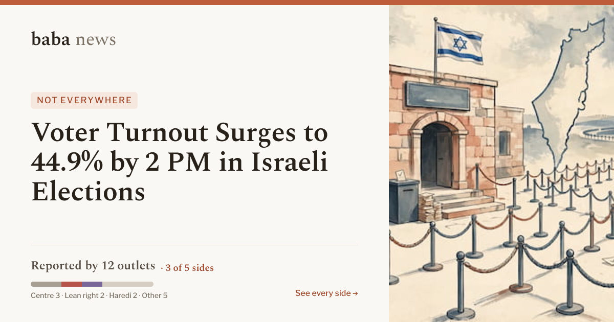 Voter Turnout Surges to 44.9% by 2 PM in Israeli Elections · baba News