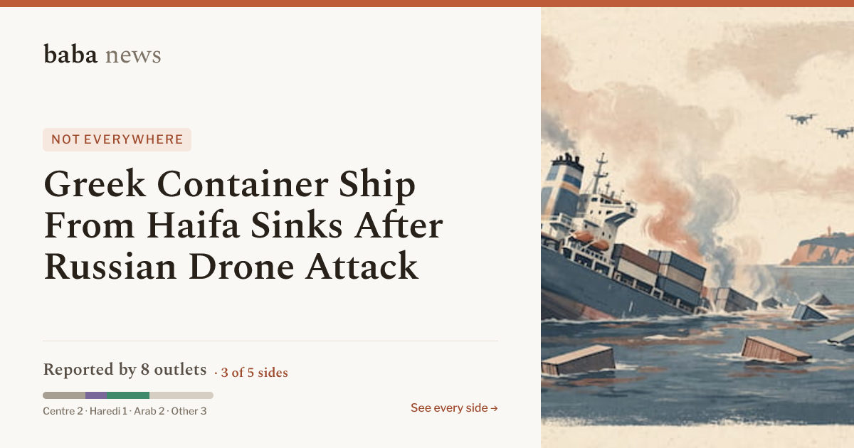 Greek Container Ship From Haifa Sinks After Russian Drone…
