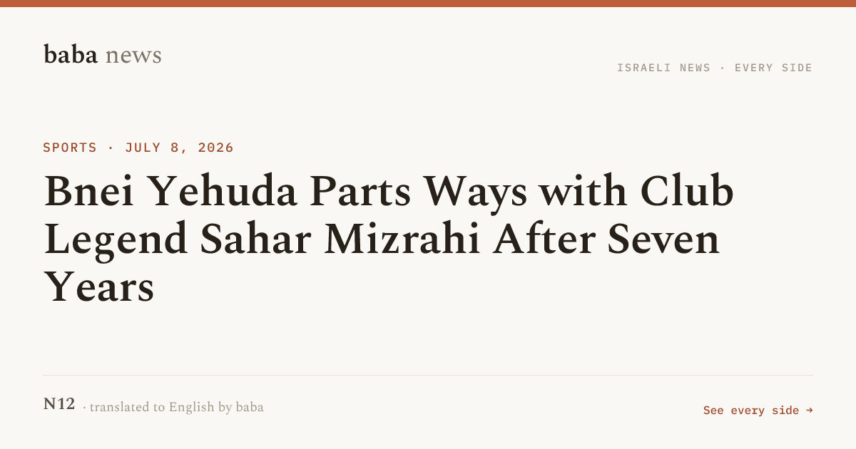 Bnei Yehuda Parts Ways with Club Legend Sahar Mizrahi…