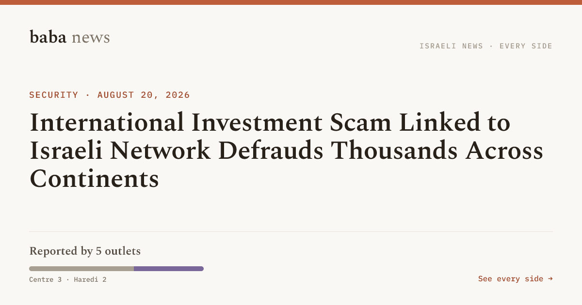 International Investment Scam Linked to Israeli Network…