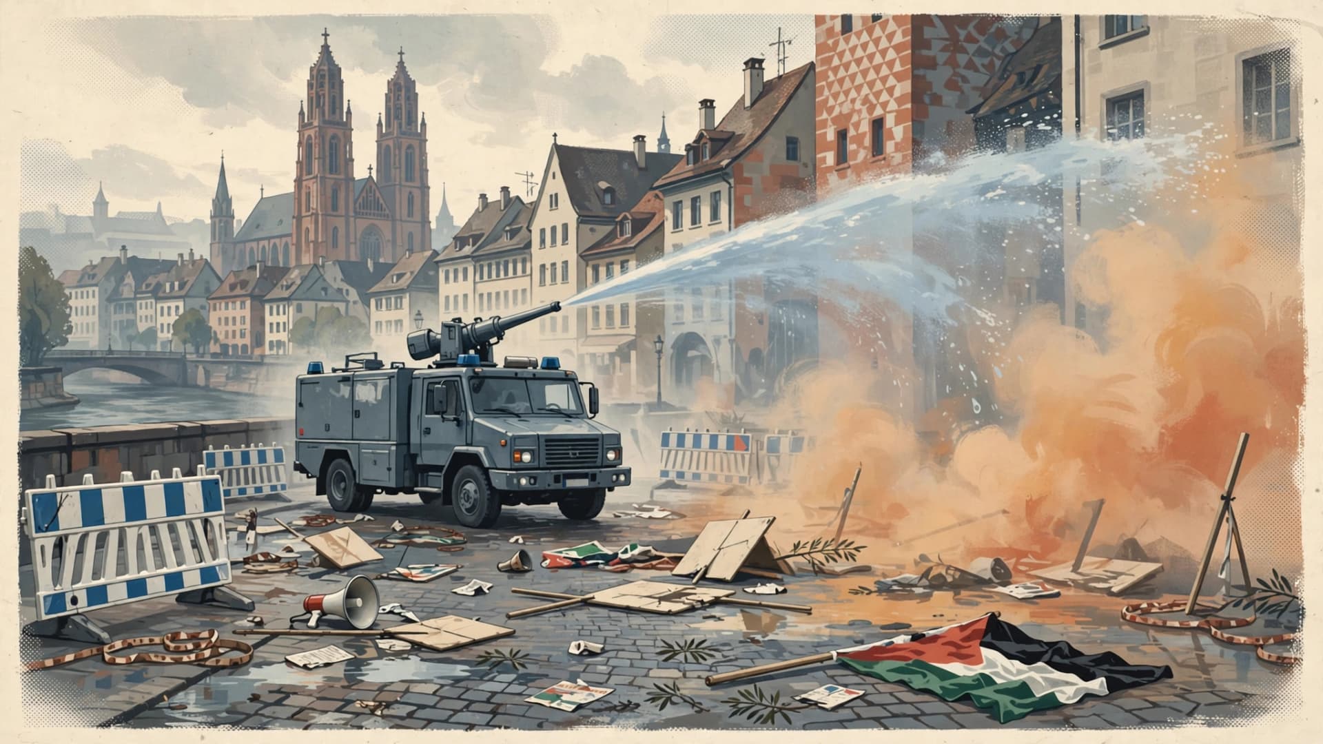 Swiss Police Disperse Anti-Israel Protest Using Water Cannons and Pepper Spray