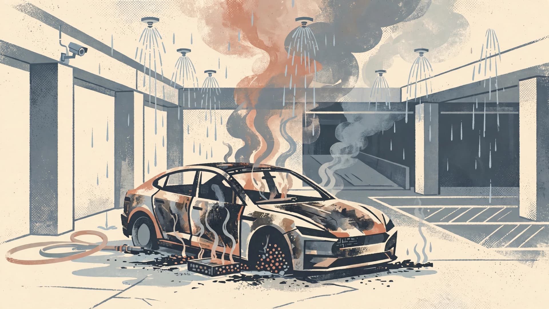 Electric Car Fire Causes Blaze in Rishon Lezion Parking Garage