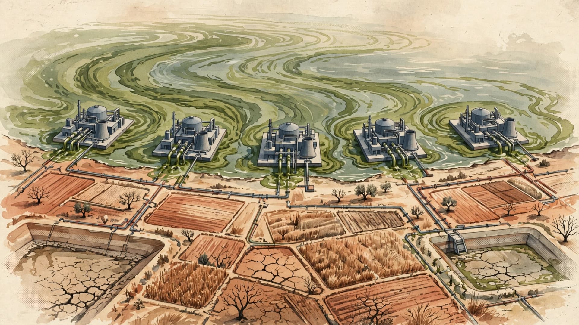 Five Israeli Desalination Plants Offline Due to Algae Bloom, Raising Water Security Concerns