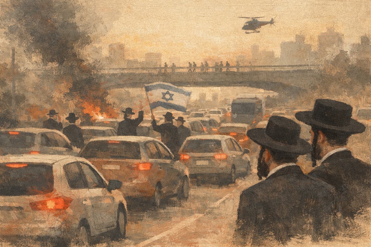 Thousands Join Slow, Disruptive Car Protest Over Arrests of Yeshiva Students