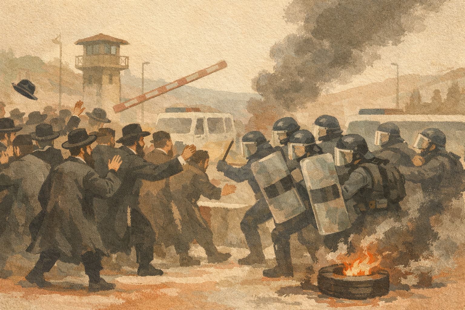 Hundreds of Haredi Protesters Clash with Police After Routine Traffic Ticket at Maccabim Checkpoint
