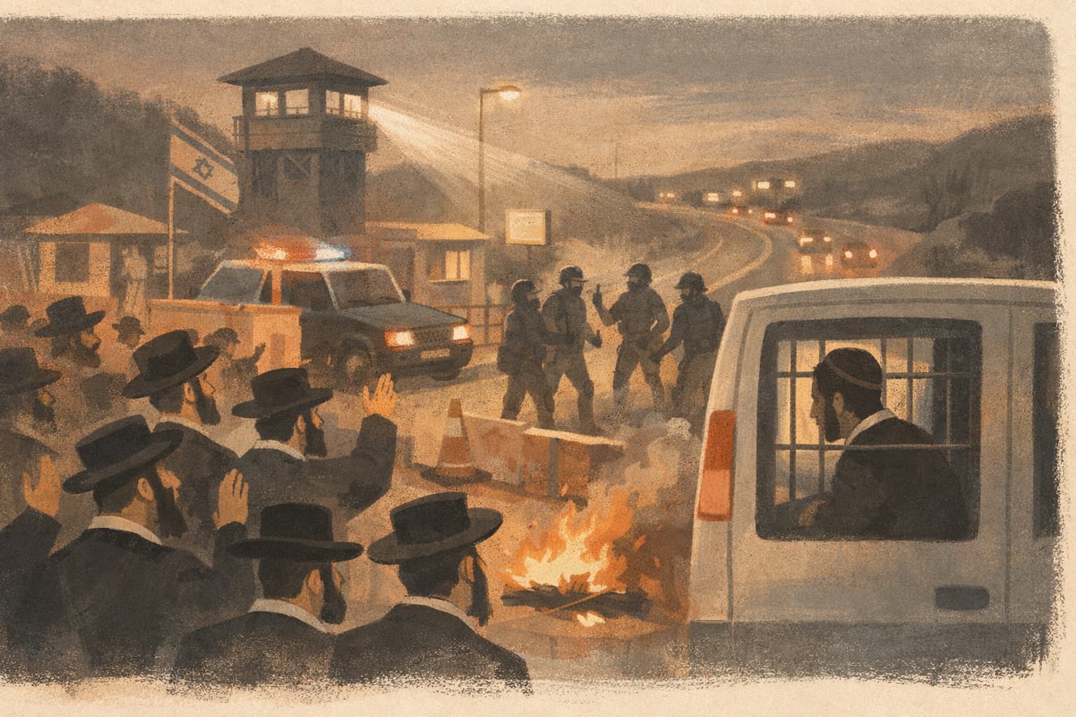 Nighttime Clash at Route 443 Checkpoint After Yeshiva Student Arrest