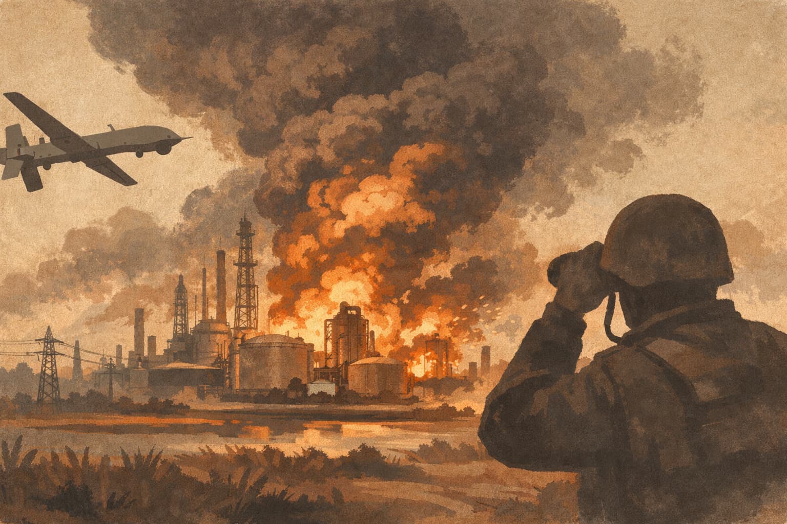 Massive Fire and Explosions Hit Oil Refinery in Krasnodar Region After Ukrainian Drone Strike