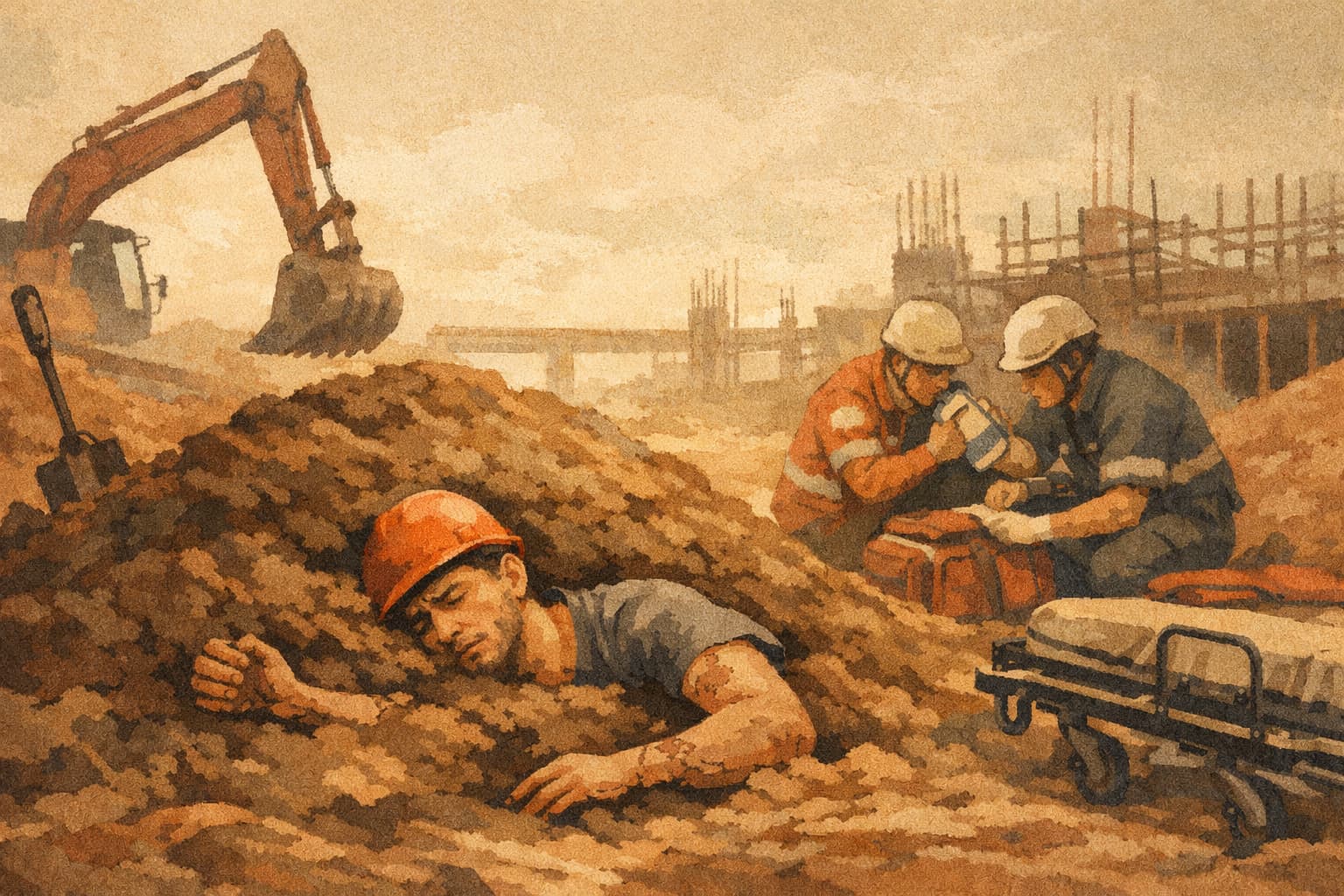 24-Year-Old Worker Seriously Injured After Being Buried by Soil at Construction Site