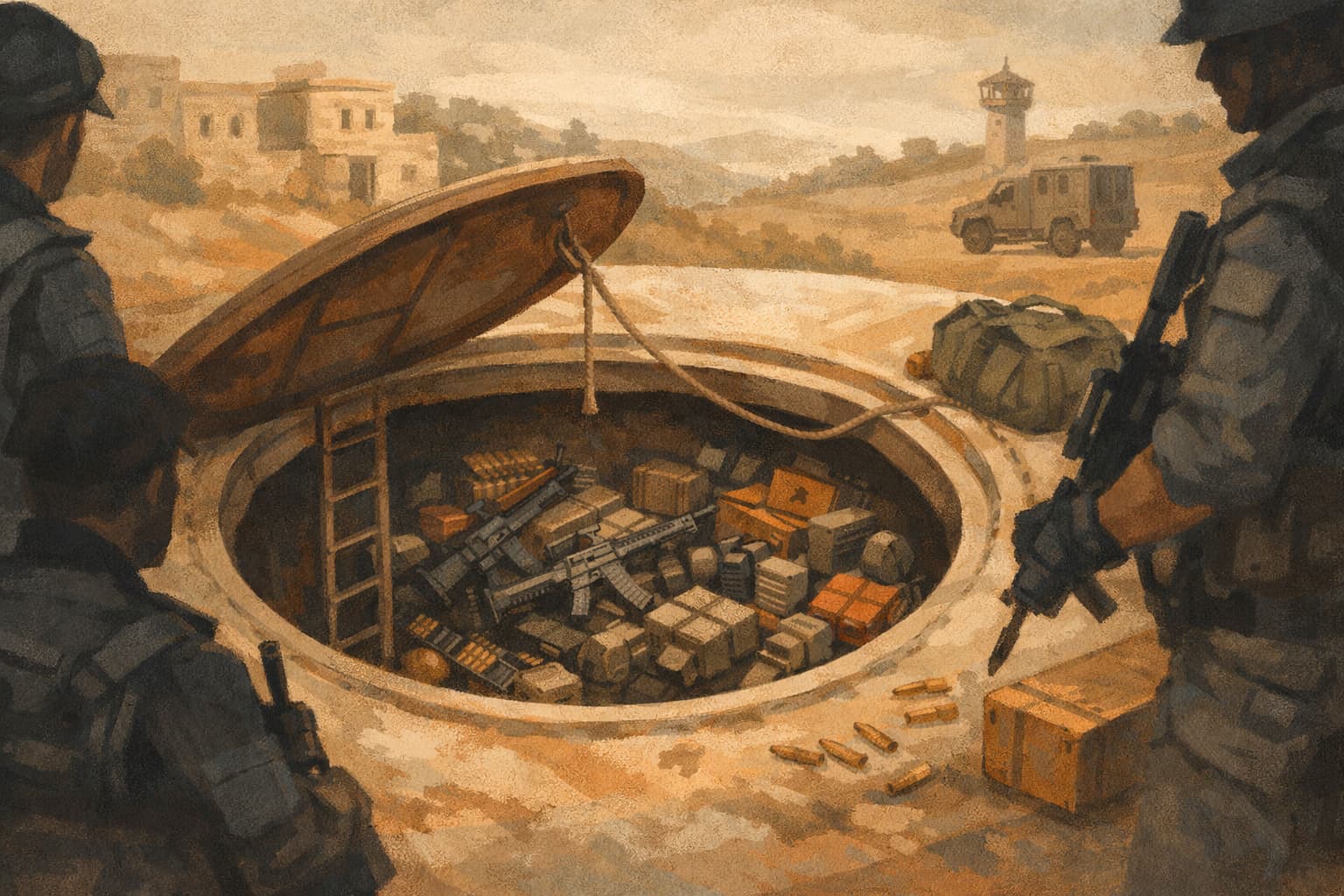 Large Weapons Cache Found Hidden in a Water Cistern in Al-Jib