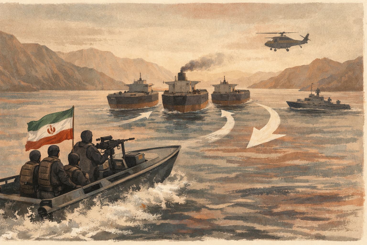 Iran says Revolutionary Guard stopped three foreign tankers in the Strait of Hormuz