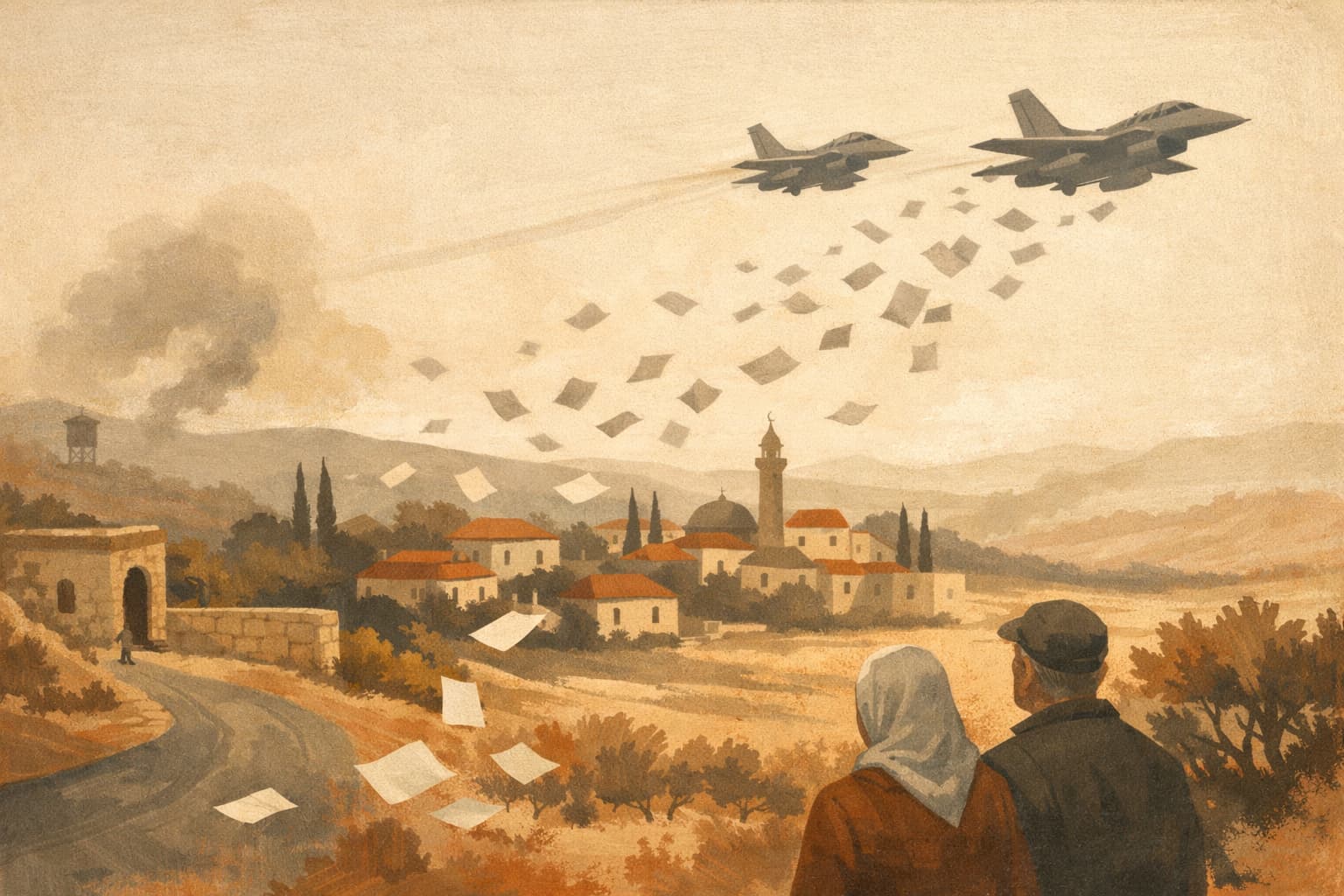 Reports in Lebanon: Israel Drops Leaflets Over Southern Village, Urging Residents to Leave