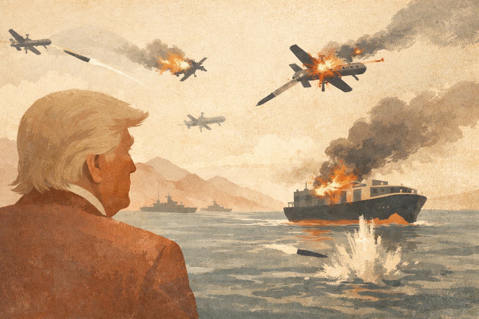 Trump says Iran launched drones at ships in the Strait of Hormuz, calling it a 'stupid' ceasefire breach