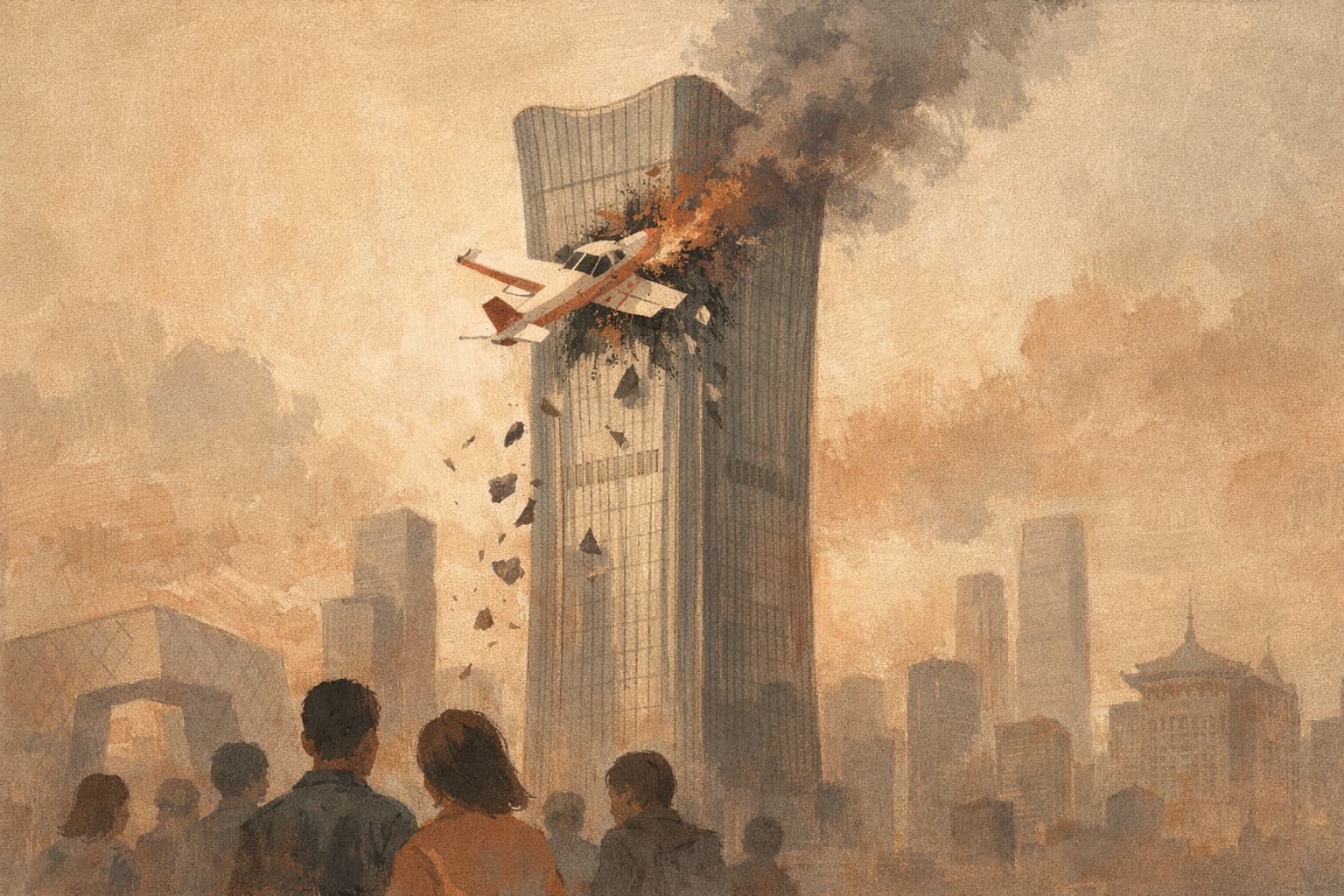 Light Aircraft Crashes into Beijing's Tallest Skyscraper, Hundreds Evacuated