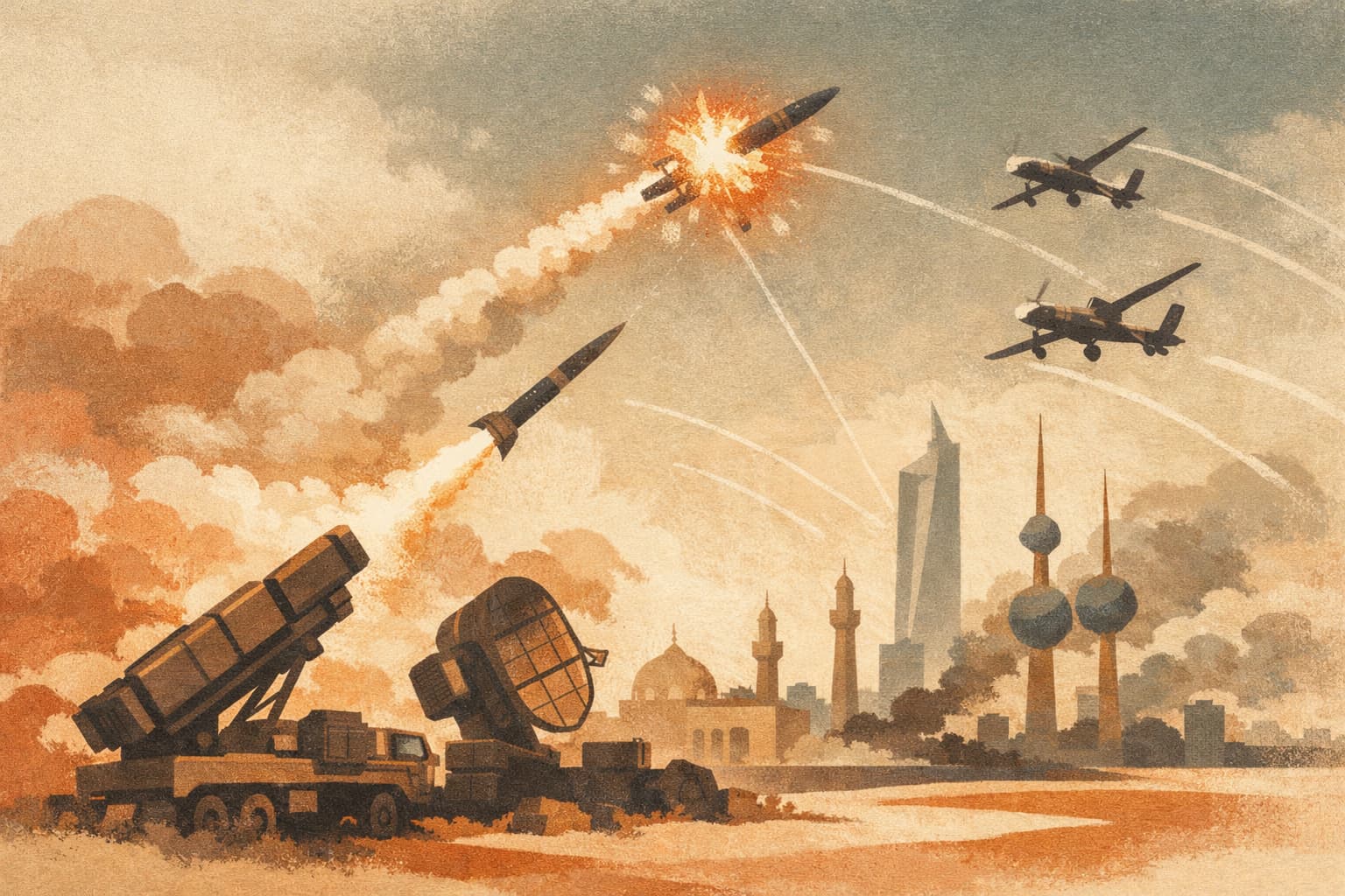 Kuwait's Air Defense Systems Respond to Hostile Missile and Drone Attacks