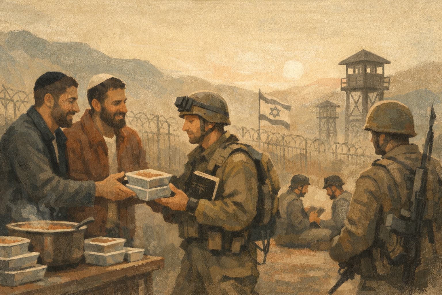 Shuki Salomon and Itzik Ohana Deliver Hot Meals to Haredi Soldiers on Lebanon Border