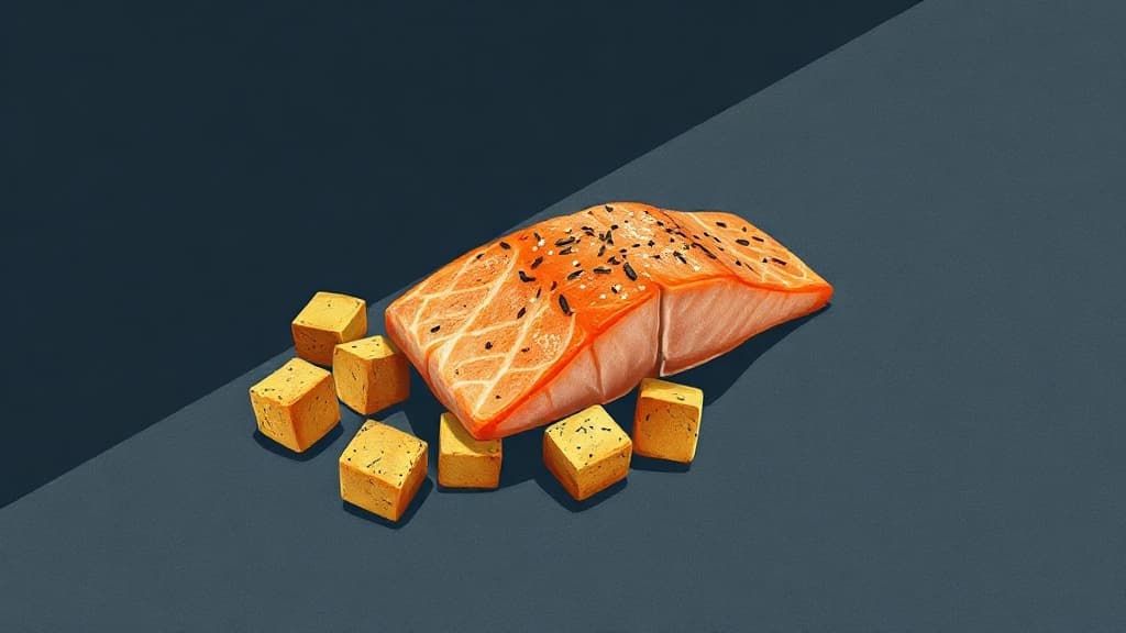 Baked Salmon with Potato Cubes Recipe