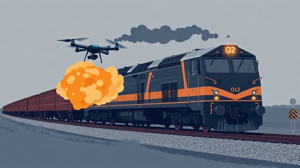 Frontline Footage: Ukrainian Drone Strikes Russian Freight Train