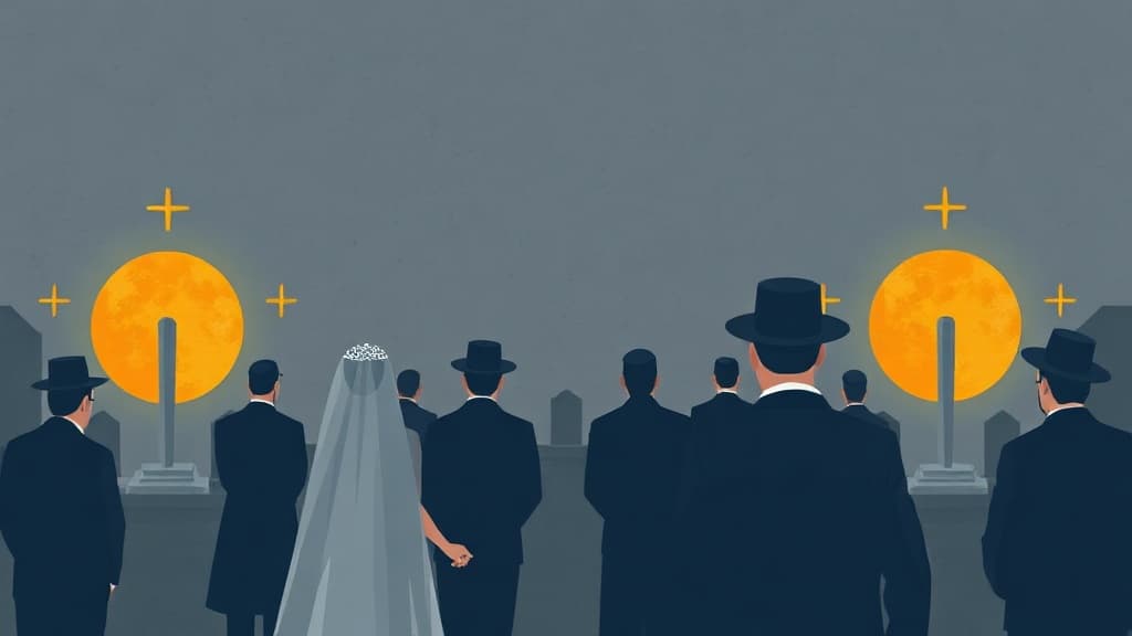 Watch the footage, as the excited groom lifted the white veil of his rebbe's beard