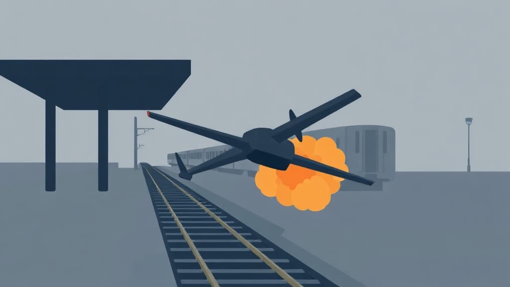 Video: Russian drone falls at train station in Sumy, Ukraine