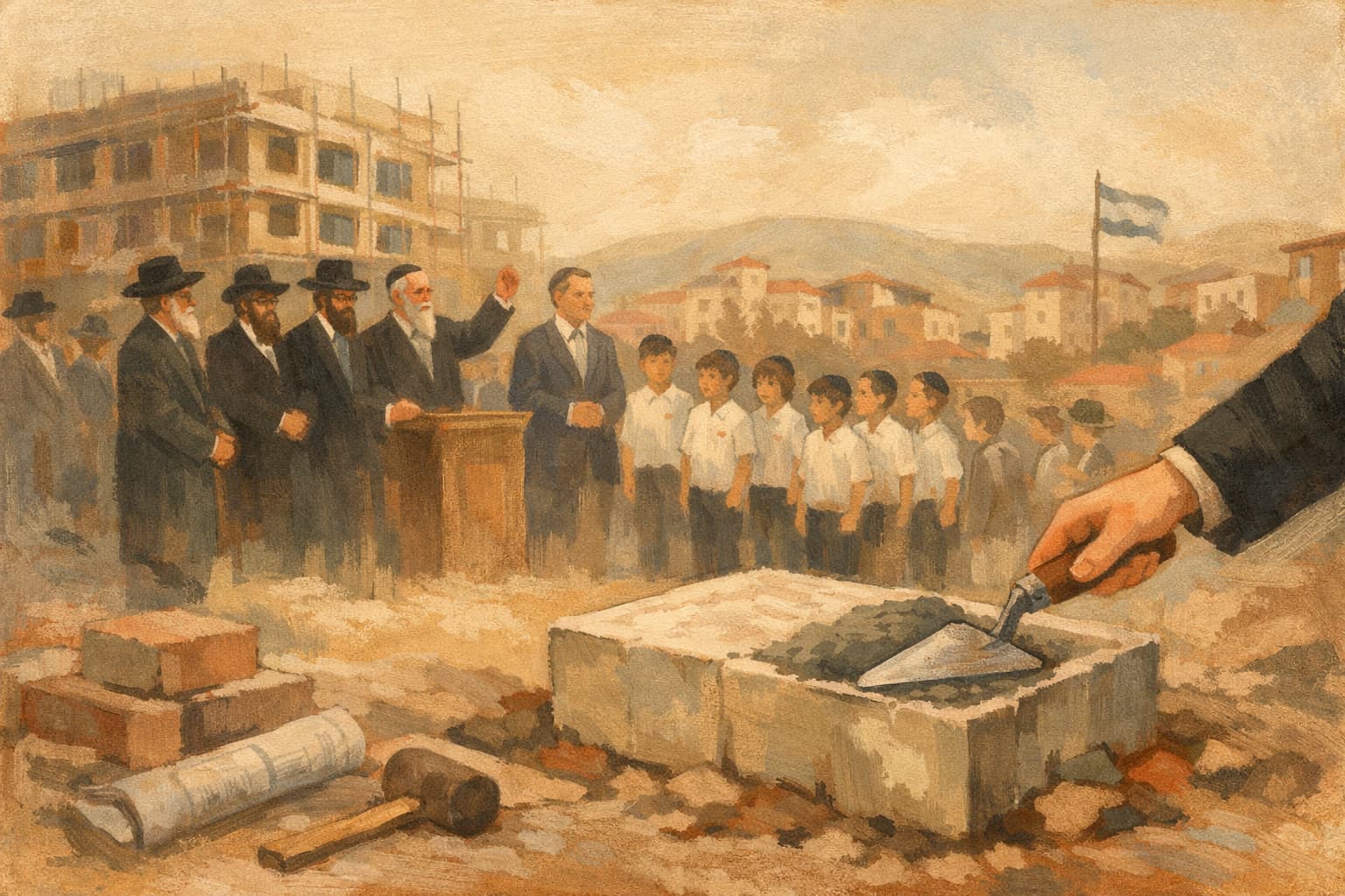 Cornerstone Laid for New 'Vezot LiYehuda' Boys' School Building in Beit Shemesh