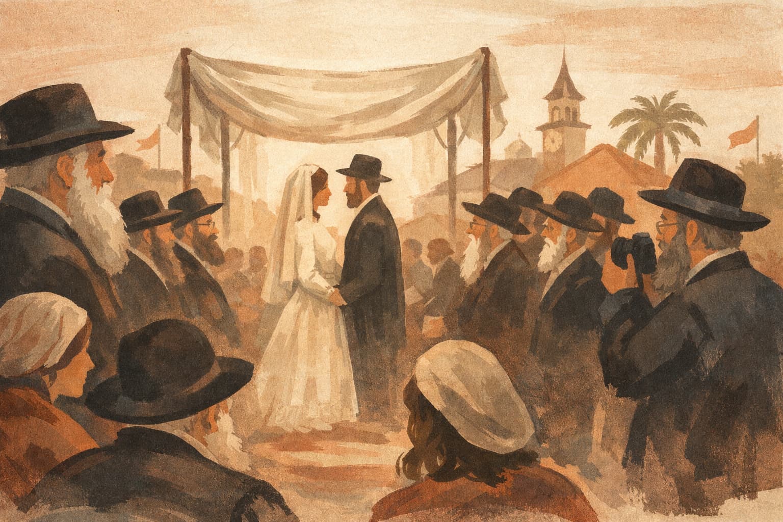 Prominent Chabad figures gather for the wedding of Rabbi Moshe Shilat’s daughter