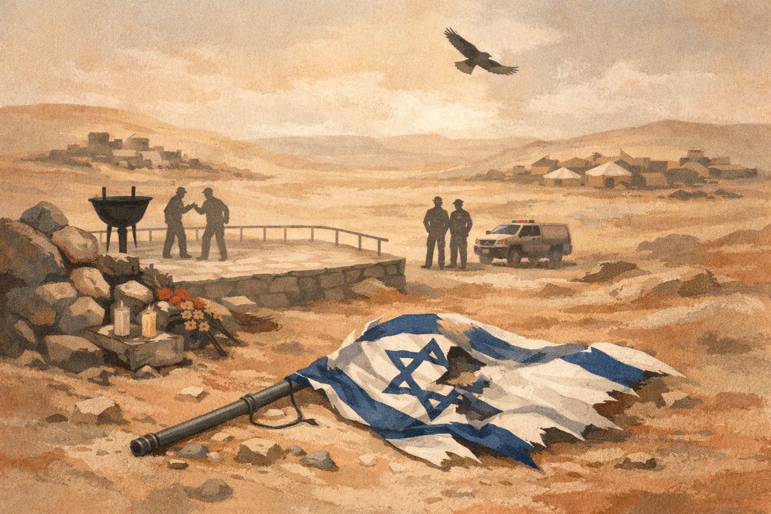 Israel Flag Torn Down at South Desert Memorial, Nearby Villages Trade Accusations