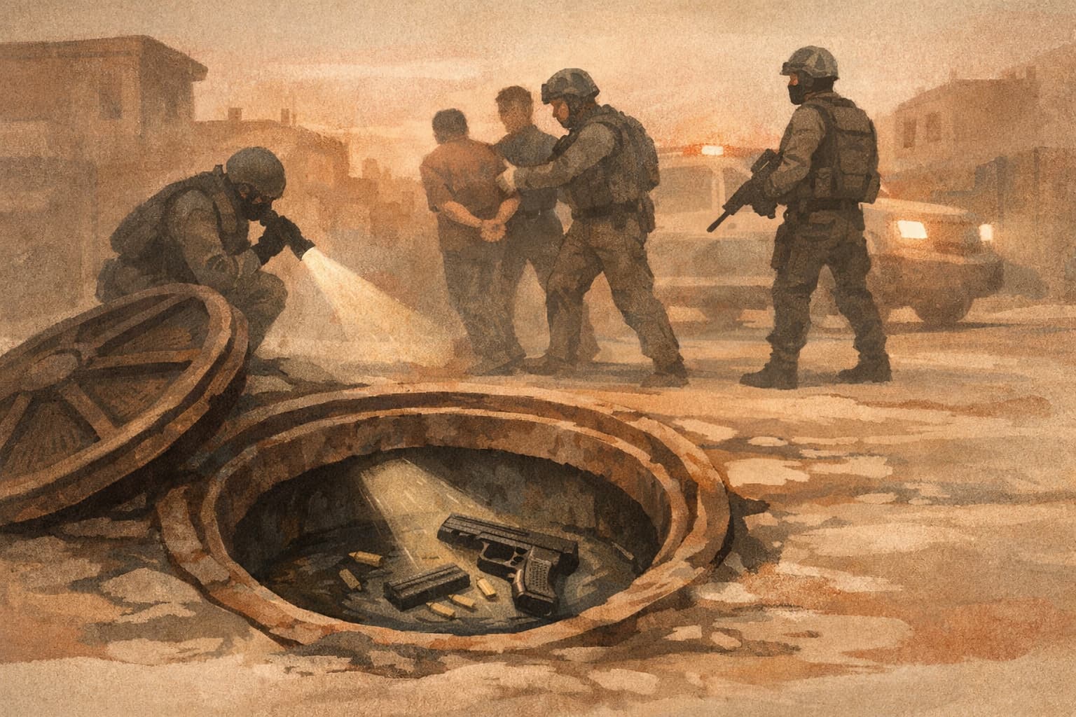 Police find hidden gun in sewer line during Ramla raid