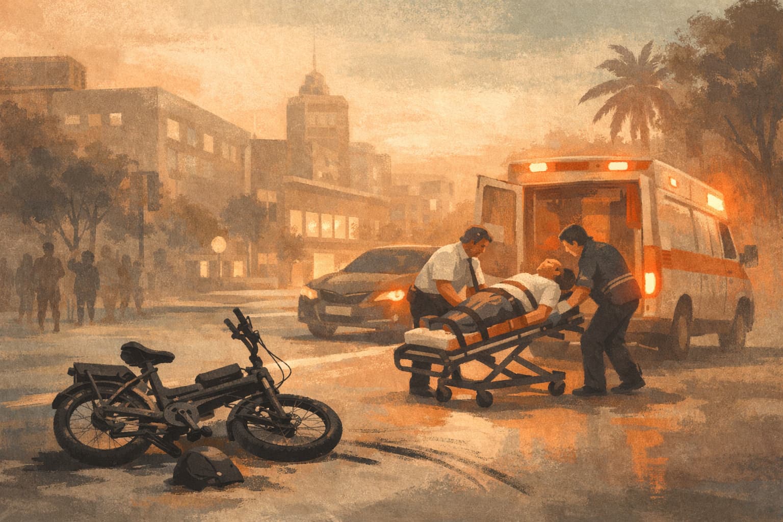 Electric bicycle rider seriously hurt in Tel Aviv car crash