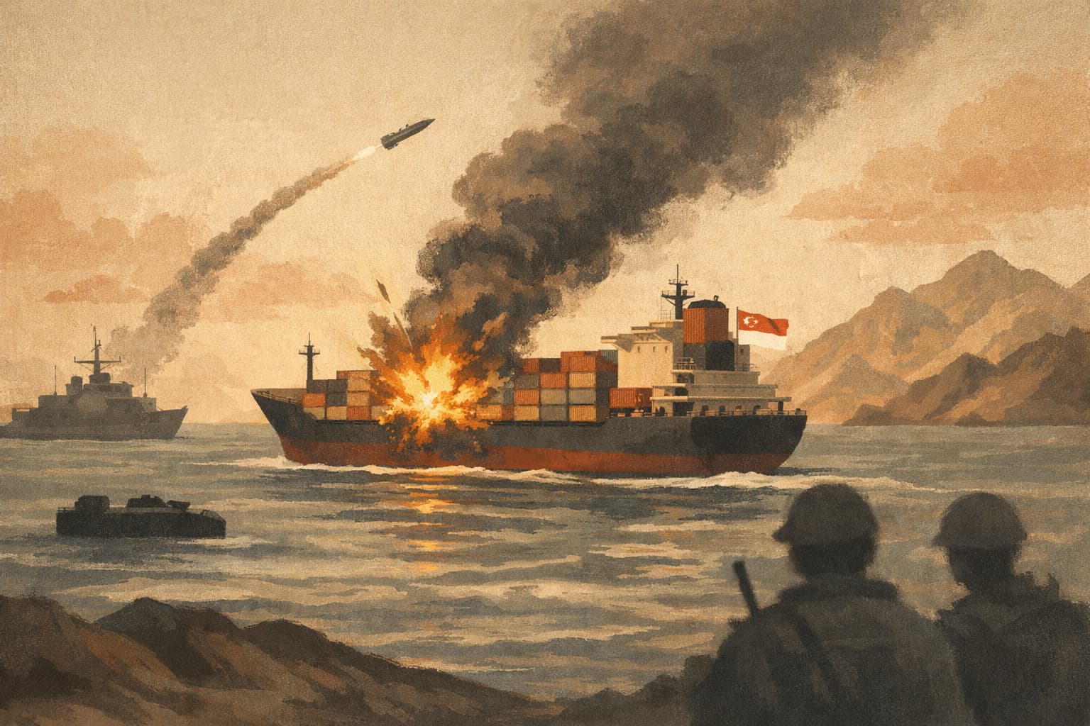 Iran Strikes Singapore-Flagged Cargo Ship in the Strait of Hormuz