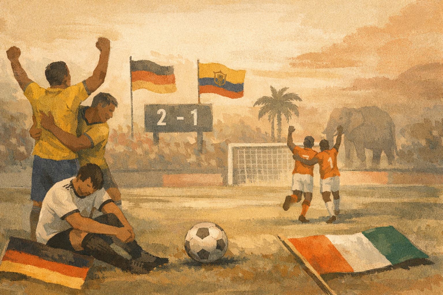 Late World Cup Drama: Ecuador Stun Germany, Ivory Coast Make History