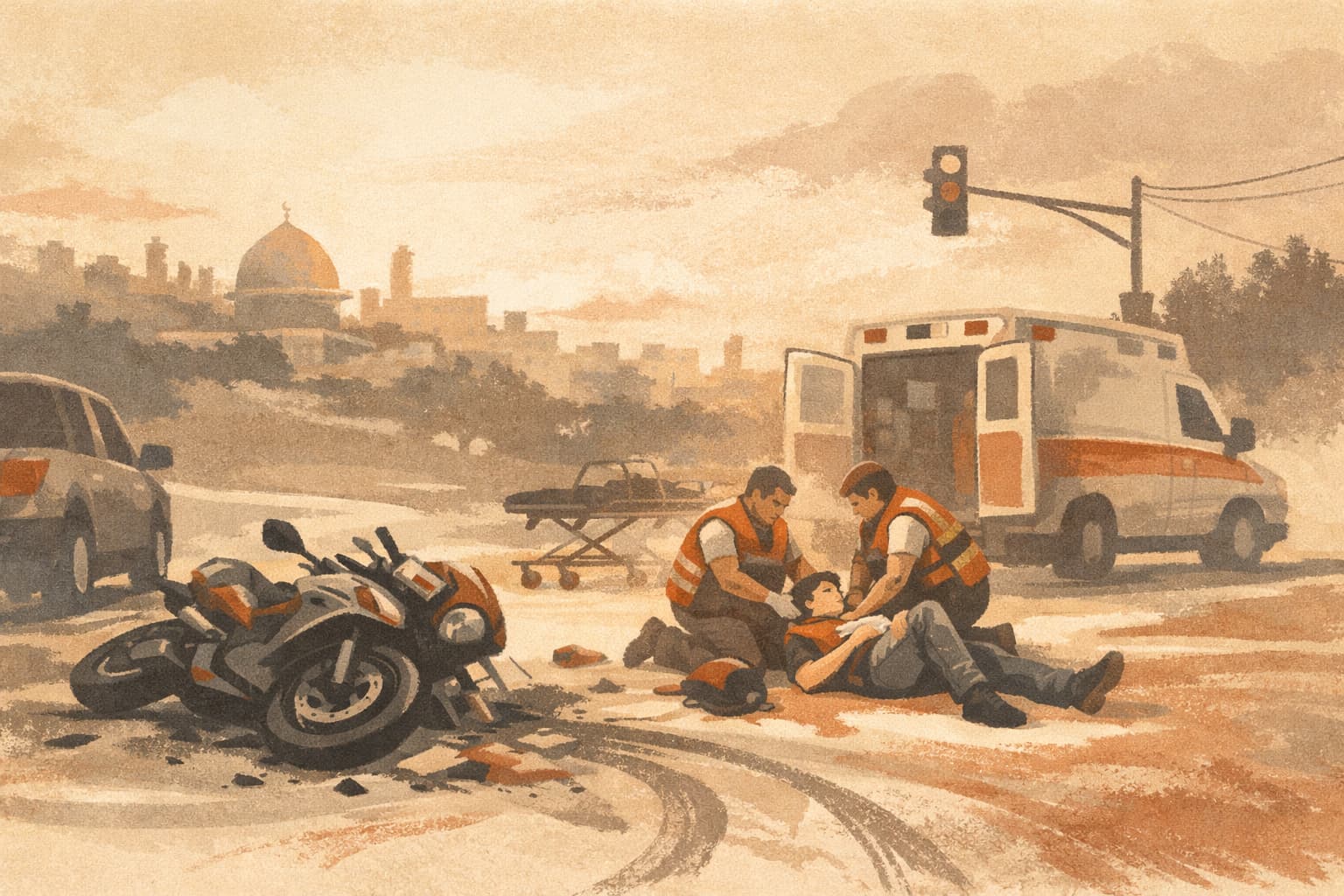 20-Year-Old Motorcyclist Moderately Hurt in Jerusalem Crash