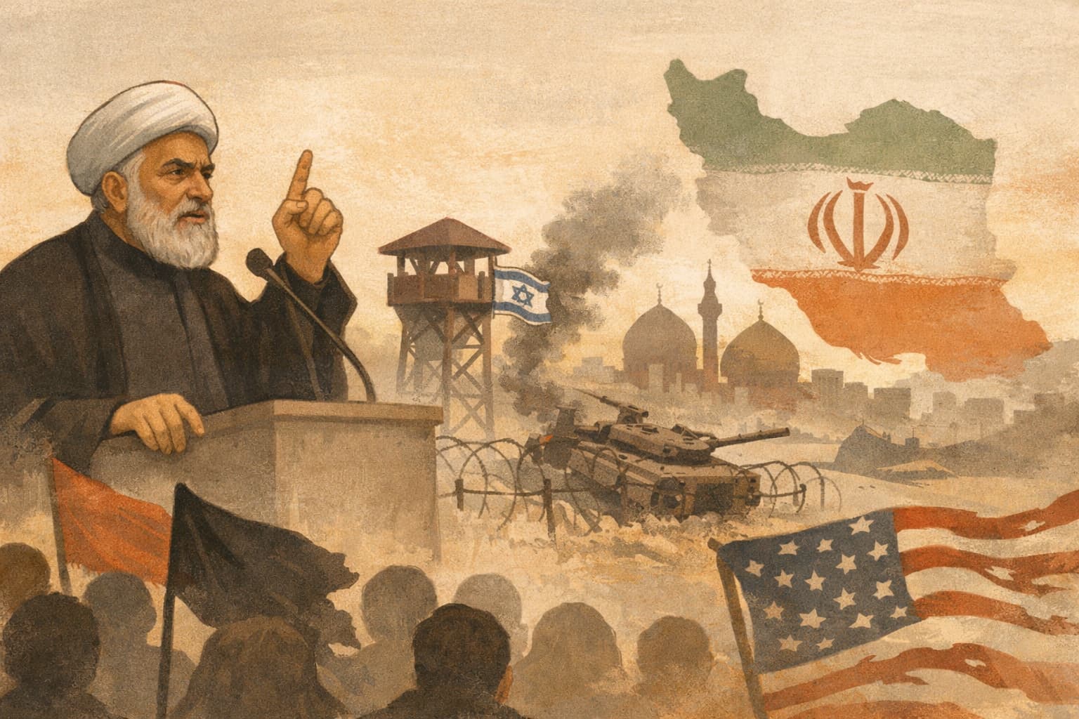 Hezbollah Leader Qassem Warns Israel to Withdraw from Lebanon, Praises Iran on Ashura