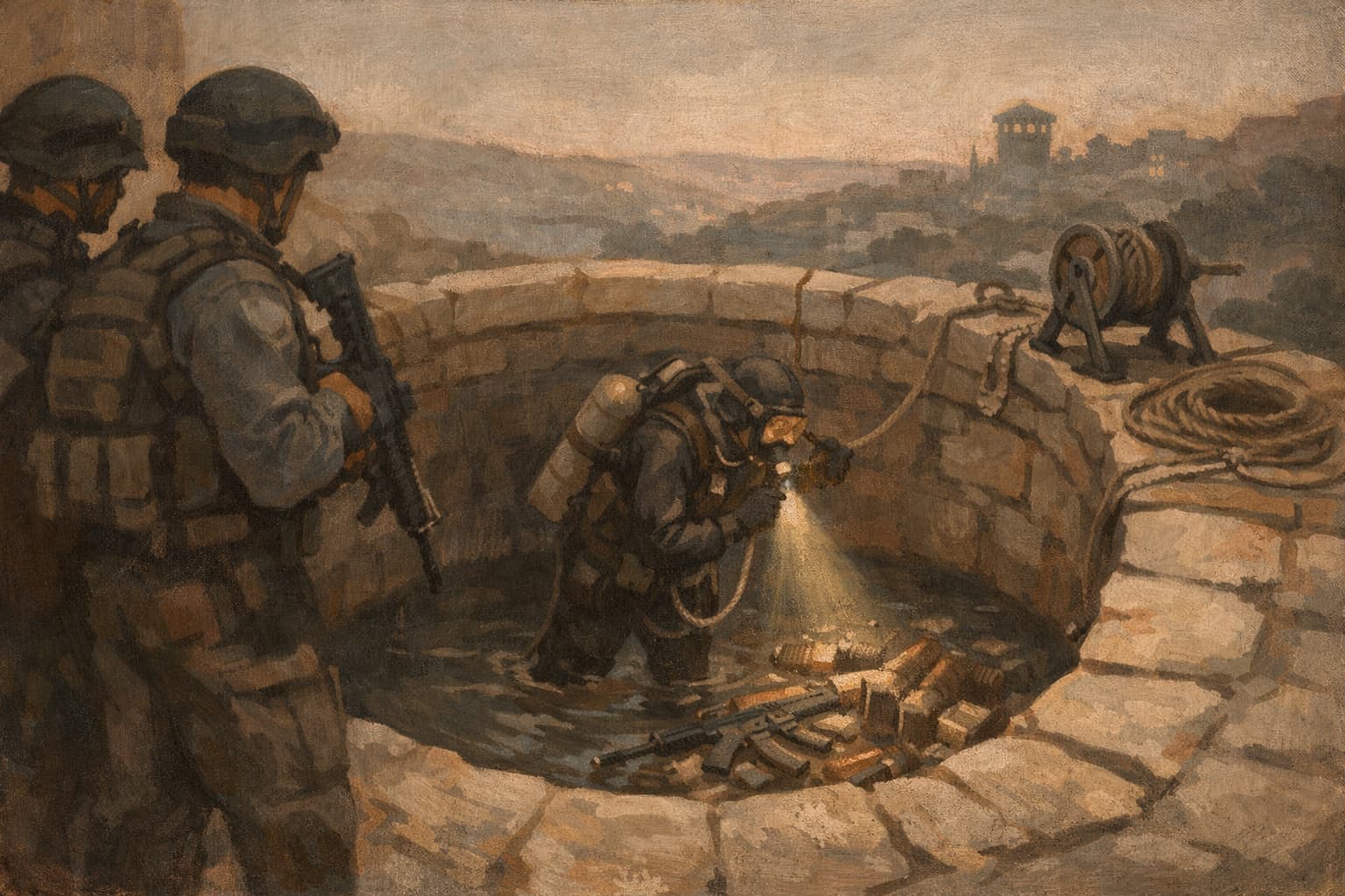 Border Police uncover weapons cache hidden in a water cistern near Jerusalem