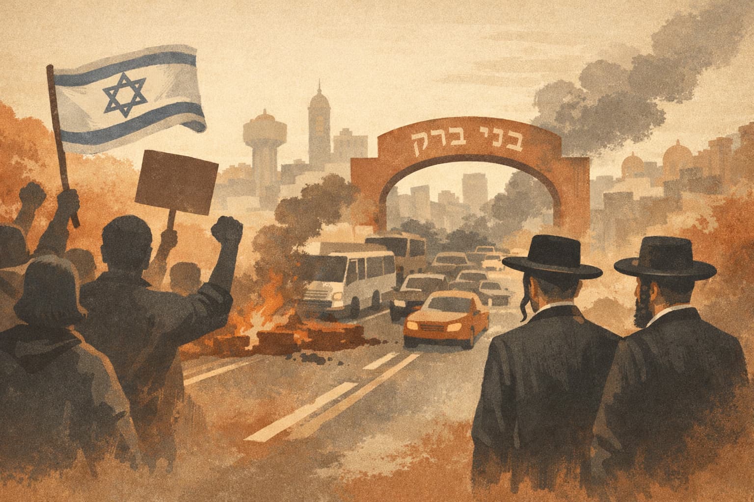 Anti-Haredi Protest Heads to Bnei Brak After Week of Nationwide Road Disruptions