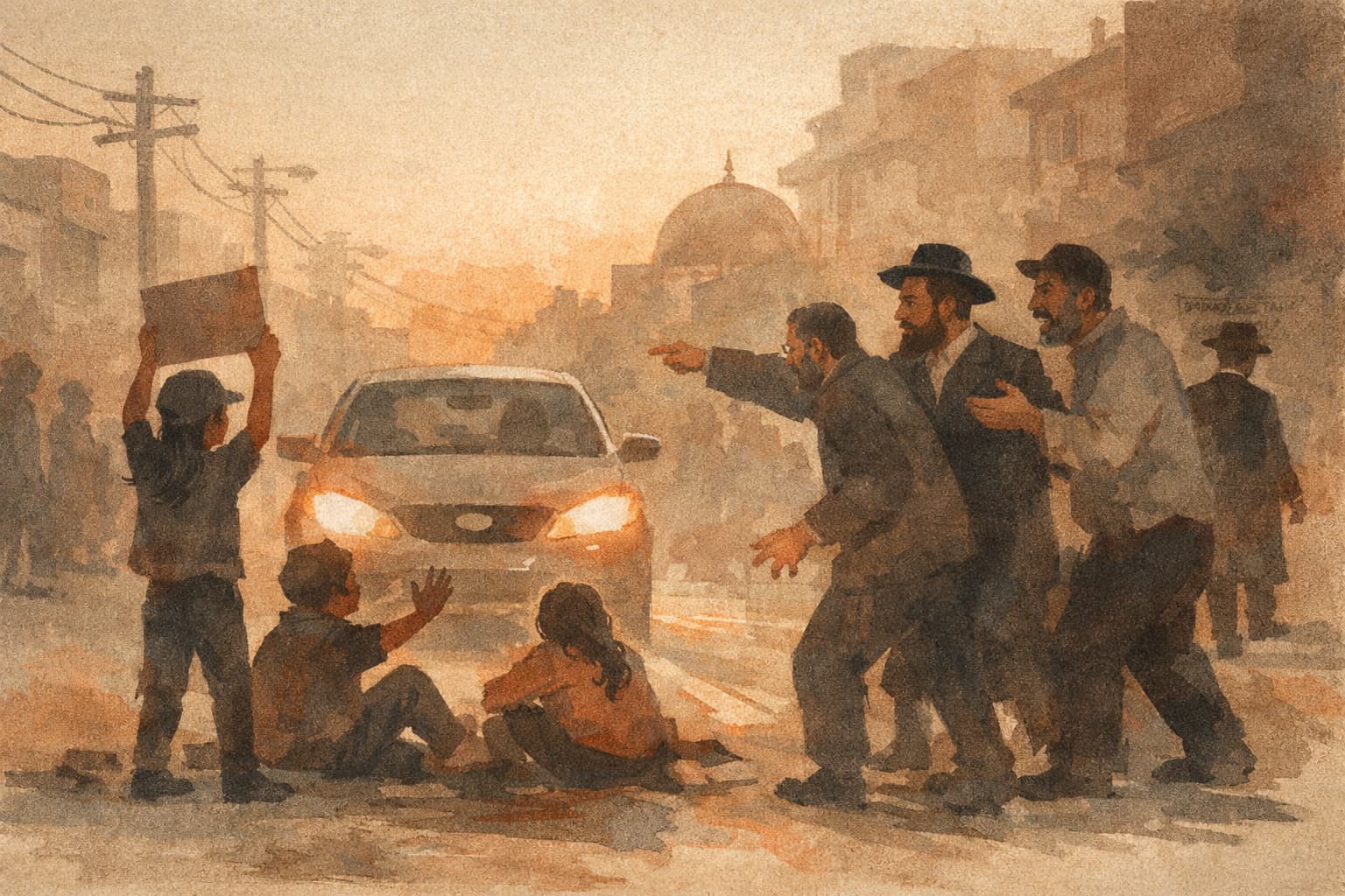 Small Protesters Try to Disrupt Bnei Brak Traffic Minutes Before Shabbat