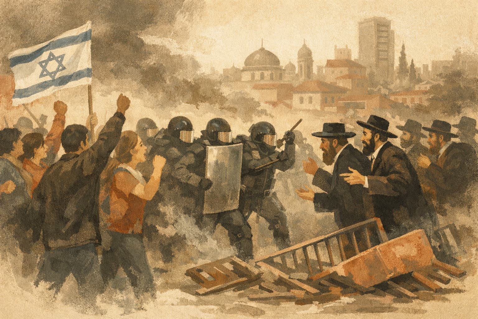 Clashes Erupt at Secular Protest Blocking Access to Bnei Brak